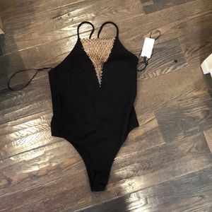 Black body suit with jewels brand new with tags